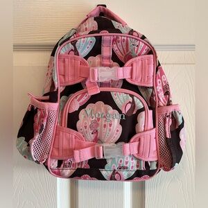 GUC Pottery Barn Kids Pink and Brown Peacock Theme Backpack